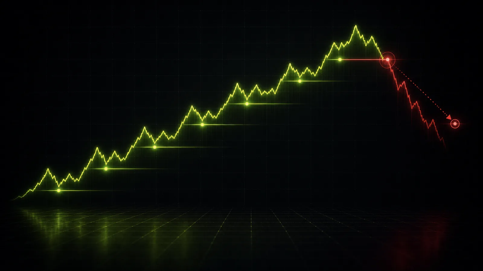 A trend breaks its higher low and the exit fires only at invalidation