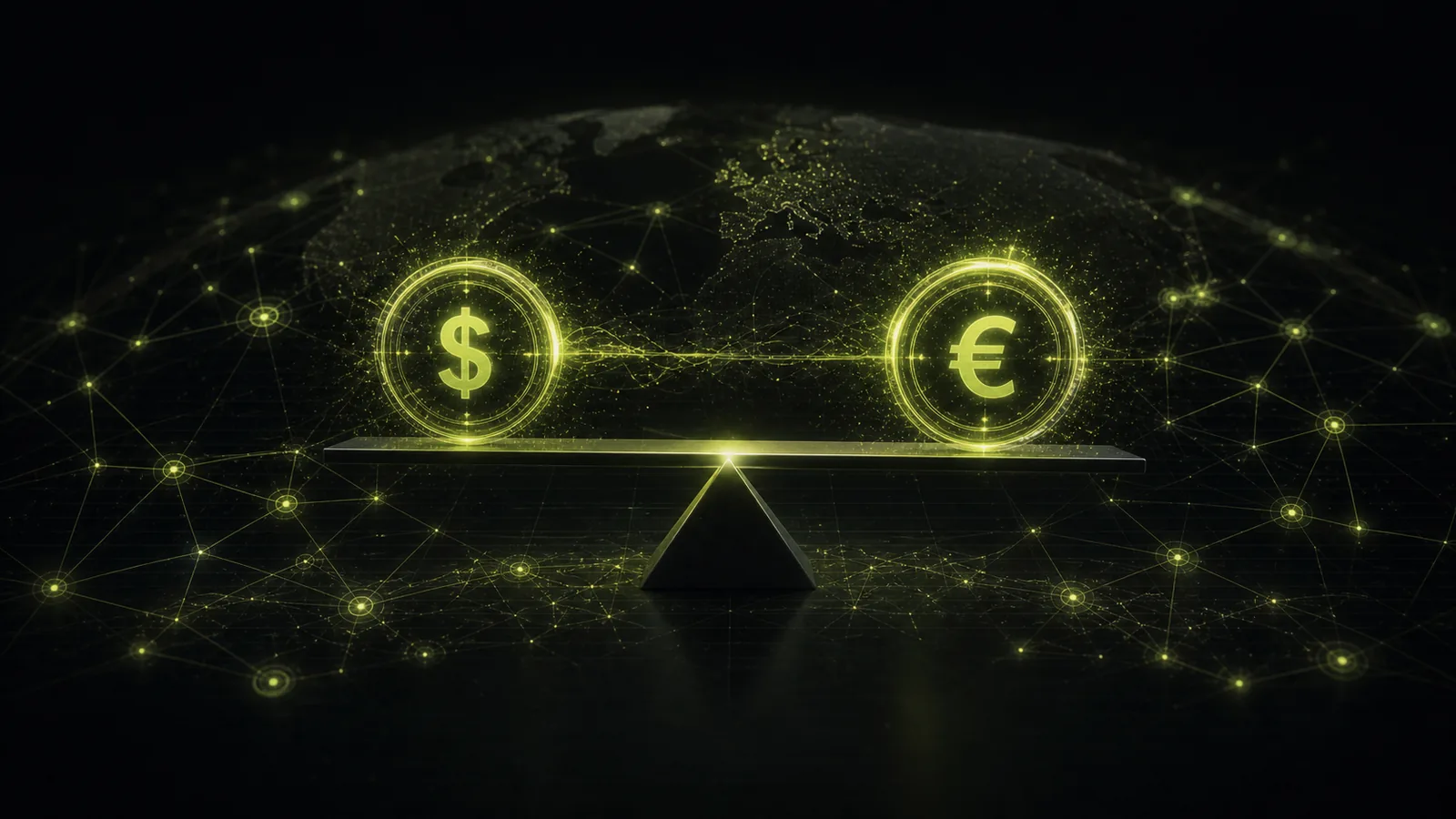 Paired currency nodes balance against each other on a decentralised web