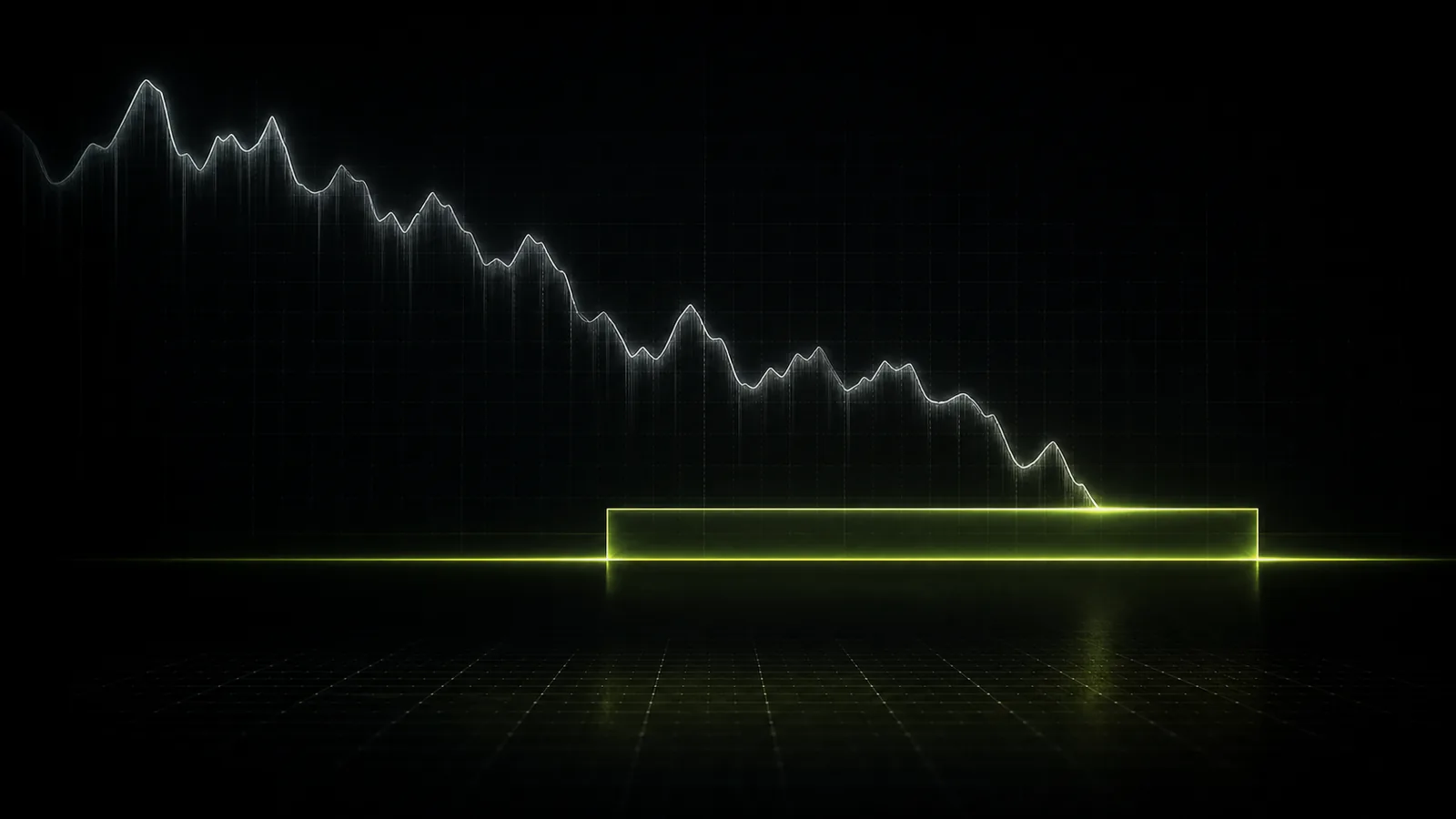 A glowing lime order waits on a shelf as price drifts toward it