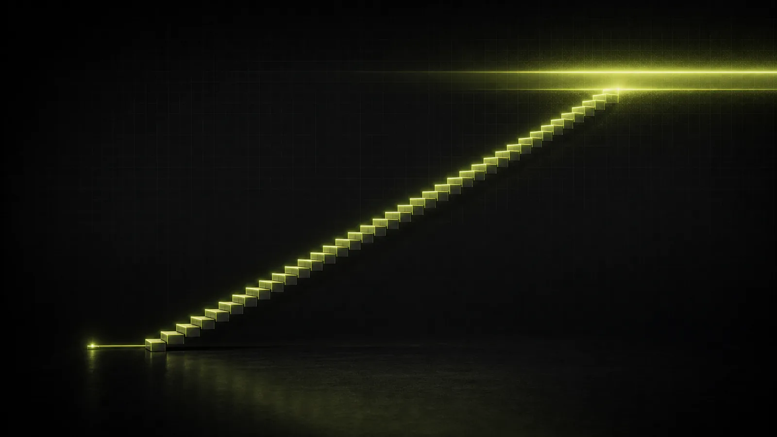 A staircase of small lime steps climbing toward a target band