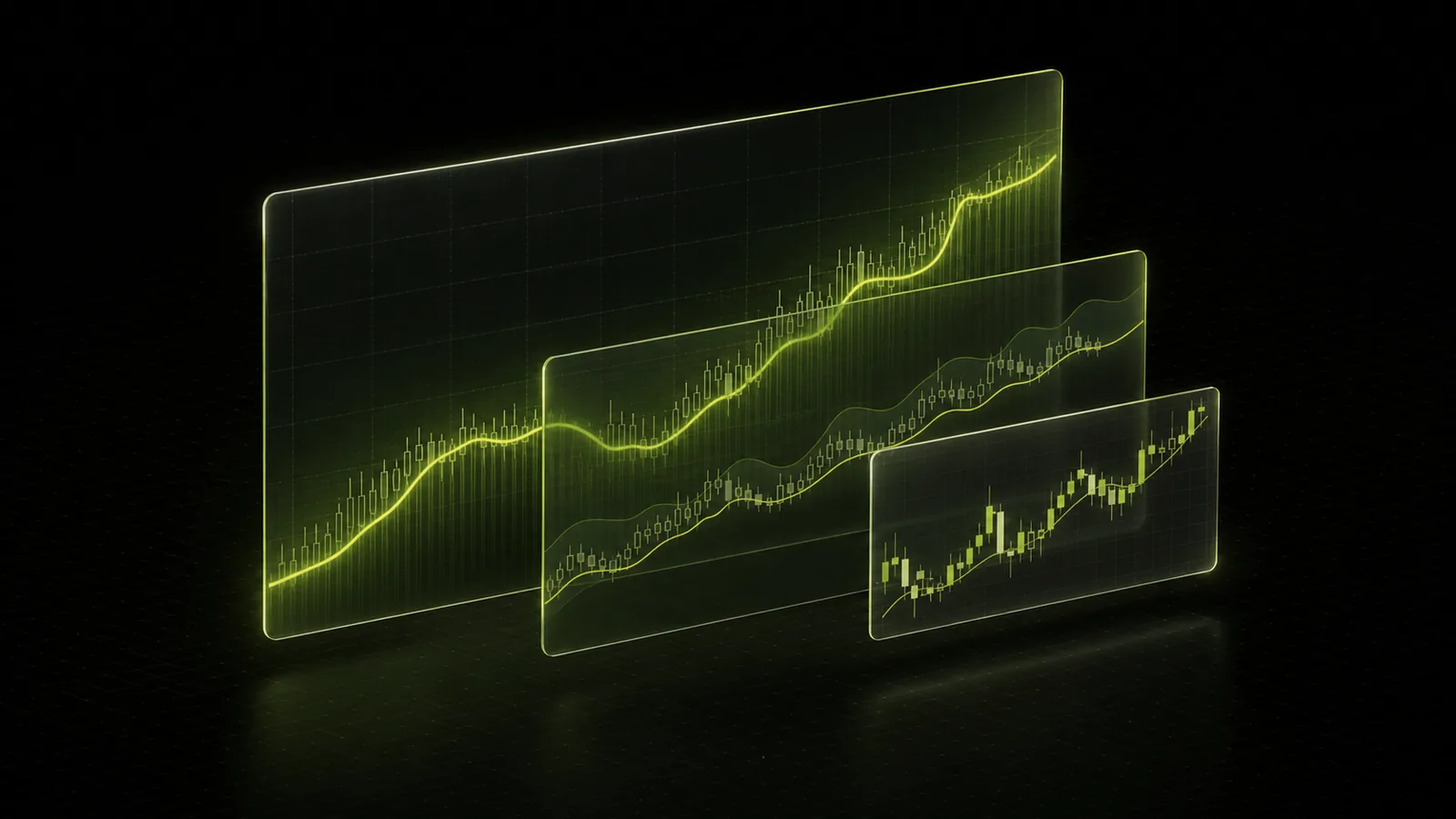 Three chart planes align to show higher time frame context and lower time frame timing